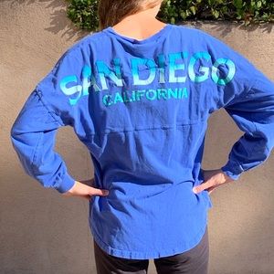 San Diego California Blue Ombre Spirit Jersey Top Shirt XS
